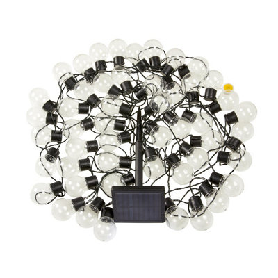 Set of 40 Solar Powered Glow Bulb String Lights - 10 Lumen Outdoor Garden Festoon Fairy Lighting with Warm White LEDs - 18.4m