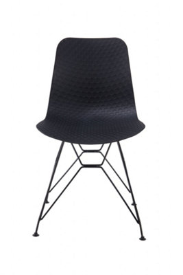Set of 4pcs  textured black dining chairs with creative metal legs