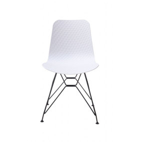 Set of 4pcs  textured white dining chairs with creative metal legs