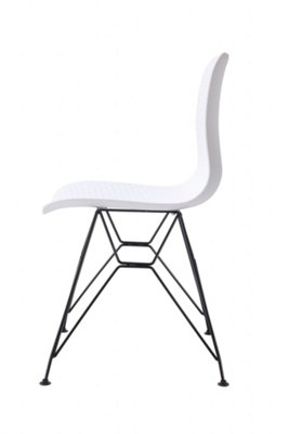 Set of 4pcs  textured white dining chairs with creative metal legs