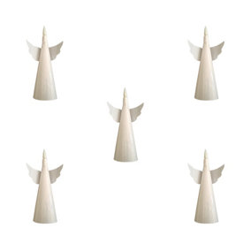 Set of 5 15cm Battery Operated LED Floating Angel Candle Christmas Decorations with Remote in Warm White