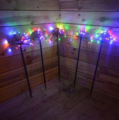 Set Of 5. 65cm 120 LED Battery Timer Sparkler Christmas Lights - Multi Coloured