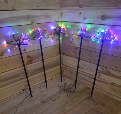Set Of 5. 65cm 120 LED Battery Timer Sparkler Christmas Lights - Multi Coloured