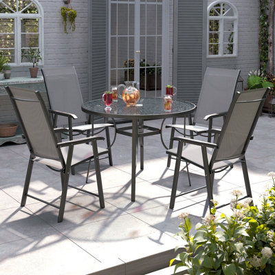 Tempered Glass Round Table Outdoor Dining Folding Table Small
