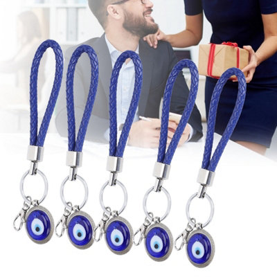 Set of 5 Blue Turkish Evil Eye Keychains - Amulet Pendant Jewelry for Holiday Gifts