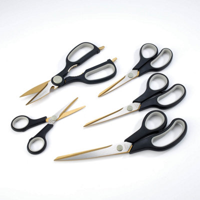 Set of 5 Deluxe Titanium Bonded Stainless Steel Scissors Super Sharp ...