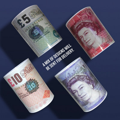 Set Of 5 Pound Note Design Money Tin - Piggy Bank Box Savings Cash Coin Saving Box Ideal For Birthday, Holiday, Christmas Fund
