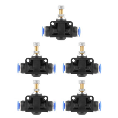 Set of 5 Push-In Speed Controllers for 6mm Pneumatic Air Flow Control Valves