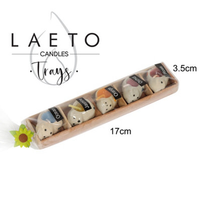 Set of 5 Scented Candles With Small Cat Shaped Holders by Laeto Ageless Aromatherapy - FREE DELIVERY INCLUDED - 5