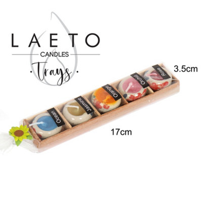 Set of 5 Scented Candles With Small Round Shaped Holders by Laeto Ageless Aromatherapy - FREE DELIVERY INCLUDED - 5