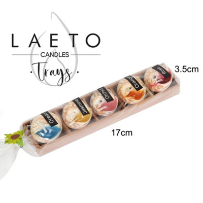 Set of 5 Scented Candles With Small Shell Shaped Holders by Laeto Ageless Aromatherapy - FREE DELIVERY INCLUDED - 5