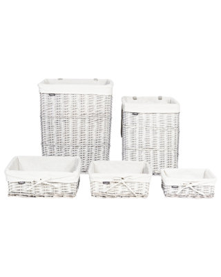 Set of 5 Willow Baskets White ELLA