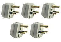 Set of 5 x Volex VX1302/W Round Pin Plug Tops - 2 Amp (White)