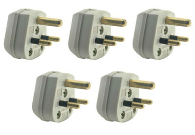 Set of 5 x Volex VX1302/W Round Pin Plug Tops - 2 Amp (White)