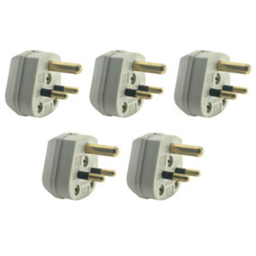 Set of 5 x Volex VX1302/W Round Pin Plug Tops - 2 Amp (White)
