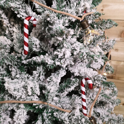 Set of 6 12cm Glass Red and White Stripe Candy Cane Christmas Tree Decorations - 3