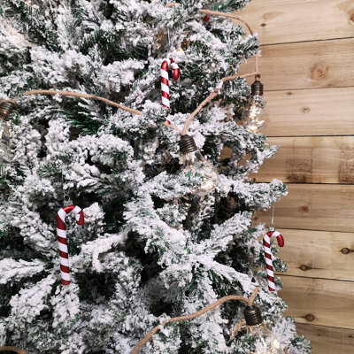 Set of 6 12cm Glass Red and White Stripe Candy Cane Christmas Tree Decorations - 5