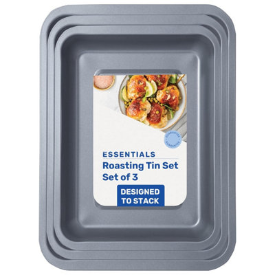 Set of 6 (2 x 35, 2 x 31 & 2 x 28cm) Stackable Roasting Trays