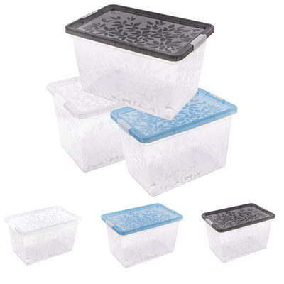 Set of 6 55 Litre Elegant Jasmine Leaves Strong Stackable Plastic ...