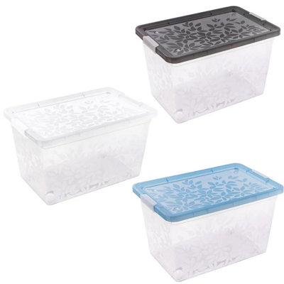 Set of 6 55 Litre Elegant Jasmine Leaves Strong Stackable Plastic ...