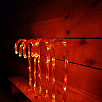 Set of 6 70cm Indoor Outdoor LED Candy Cane Pathmarker Christmas Decorations
