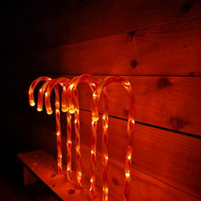 Set of 6 70cm Indoor Outdoor LED Candy Cane Pathmarker Christmas Decorations
