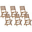 Set of 6 Acacia Garden Folding Chairs Light Wood TOLVE