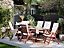 Set of 6 Acacia Garden Folding Chairs with Off-White Cushions TOSCANA