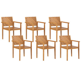 Set of 6 Acacia Wood Dining Chairs Light BARATTI