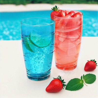 Set of 6 Acrylic Tumblers 550ml Durable Plastic Swirl Design