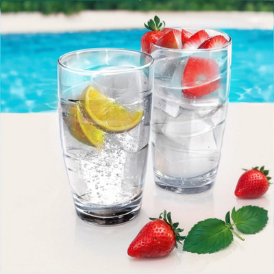 Set of 6 Acrylic Tumblers 550ml Durable Plastic Swirl Design