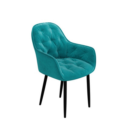 Set Of 6 Anika Modern Velvet Dining Chair Padded Seat Metal Legs Kitchen (Green)