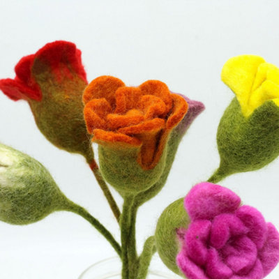 Set of 6 Assorted Felt Roses - Brighten Home & Crafts