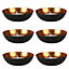 Set of 6 Black & Copper Xmas Table Decoration Centrepiece Décor Candle Holders