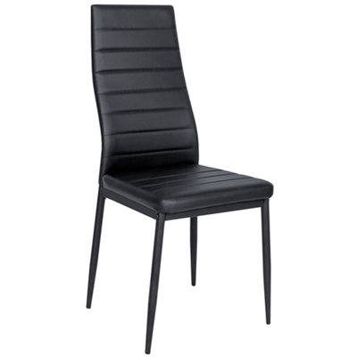 Set of 6 Black PU Leather Dining Chairs Set Kitchen Chair Accent Chair with Metal Legs