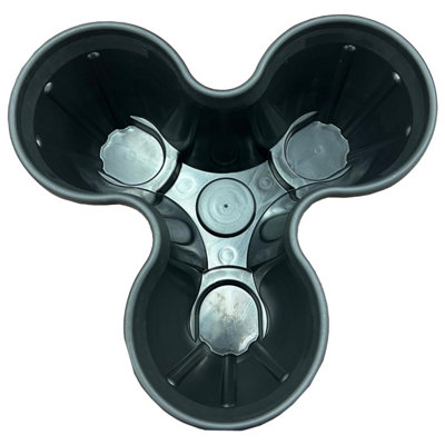 Set Of 6 Black (Trio 3 Pot) Stackable Interconnecting Outdoor ...