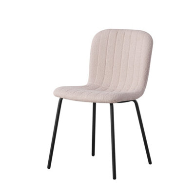 Set of 6 Brown Linen Fabric Dining Chairs with Upholstered Seat and Metal Legs-Bella by MCC