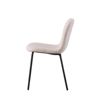 Set of 6 Brown Linen Fabric Dining Chairs with Upholstered Seat and Metal Legs-Bella by MCC