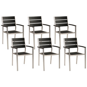 Set of 6 Chairs Engineered Wood Black-Silver VERNIO