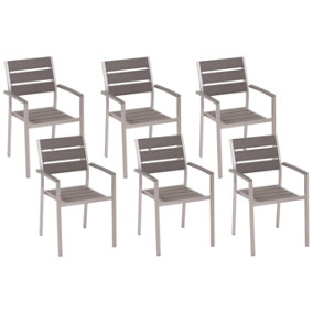 Set of 6 Chairs Engineered Wood Grey VERNIO