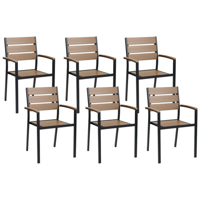 Set of 6 Chairs Engineered Wood Light Wood-Black VERNIO