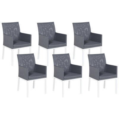 Set of 6 Chairs Fabric Dark Grey BACOLI