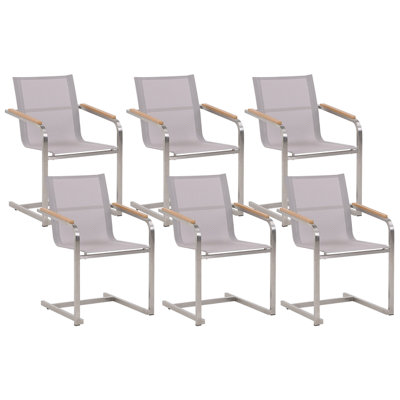 Set of 6 Chairs Stainless Steel Beige COSOLETO