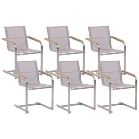 Set of 6 Chairs Stainless Steel Beige COSOLETO