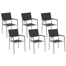 Set of 6 Chairs Stainless Steel Black GROSSETO