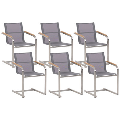 Set of 6 Chairs Stainless Steel Grey COSOLETO