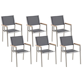 Set of 6 Chairs Stainless Steel Grey GROSSETO