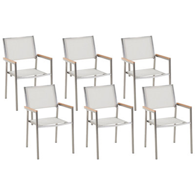 Set of 6 Chairs Stainless Steel White GROSSETO