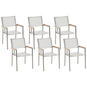 Set of 6 Chairs Stainless Steel White GROSSETO