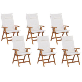 Set of 6 Chairs with Cushion Wood Off-White JAVA